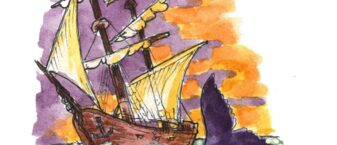 Affiche annonçant un concert de musique celtique par l’ensemble vocal et instrumental Pesked Imbri, le dimanche 5 juillet 2026 à 16 h à l’église Saint-Philippe-et-Saint-Jacques de Châtillon. L’illustration centrale représente un voilier ancien naviguant sur la mer au coucher du soleil, avec une queue de baleine émergeant de l’eau au premier plan. Les couleurs dominantes sont le violet, l’orange et le jaune, dans un style aquarelle. L’entrée est libre et une quête est organisée au profit de la rénovation de l’église Notre-Dame du Calvaire de Châtillon.