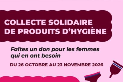 collecte solidaire de produit d'hygiène écrit sur un nuage rose mis sur un fond rose - Agrandir l'image, fenêtre modale