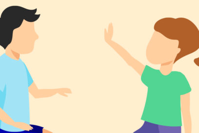 Un dessin de deux enfants à l'école. - Agrandir l'image, fenêtre modale