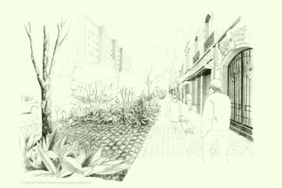 Vue dessinée de la future promenade rue Gabriel Péri - Agrandir l'image, fenêtre modale