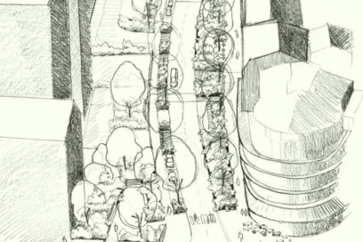 Un dessin du projet montrant le futur square sur la rue Gabriel Péri. - Agrandir l'image, fenêtre modale